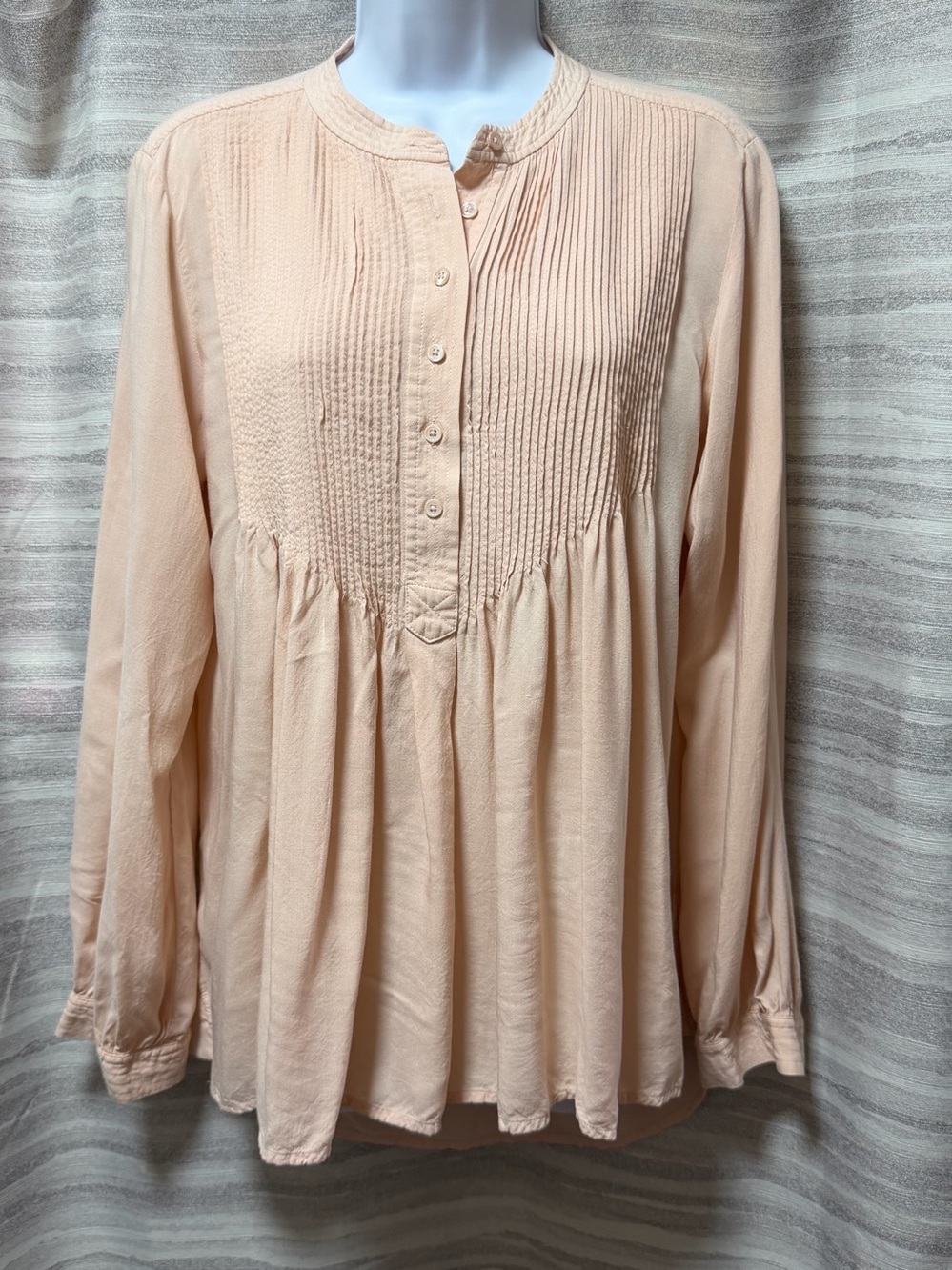 Sundance Mystic Falls Blouse S Peach Tunic Henley Shirt Pintuck Boho Peasant Top